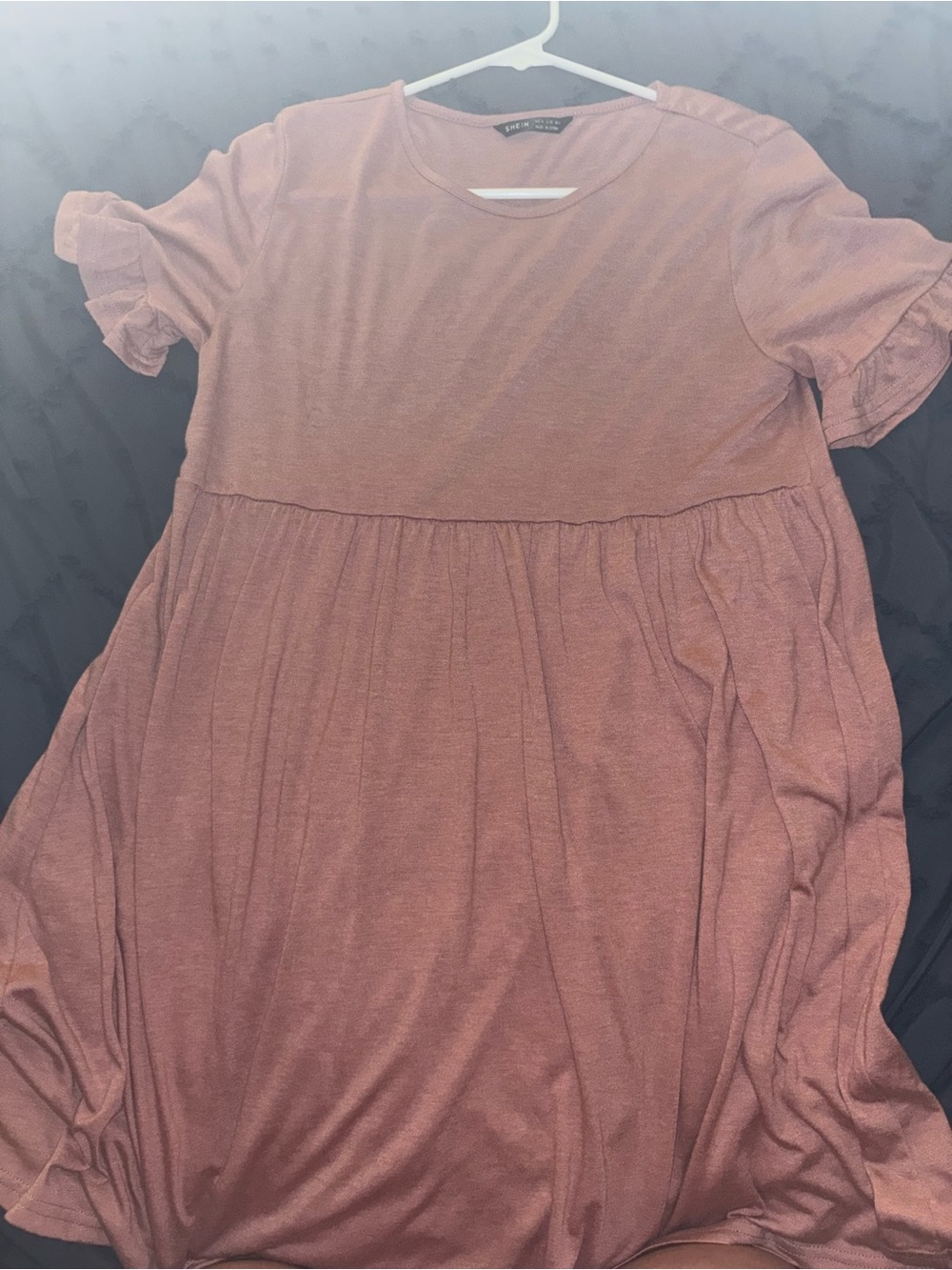 SHEIN Dusty Rose Ruffle Sleeve Babydoll Dress